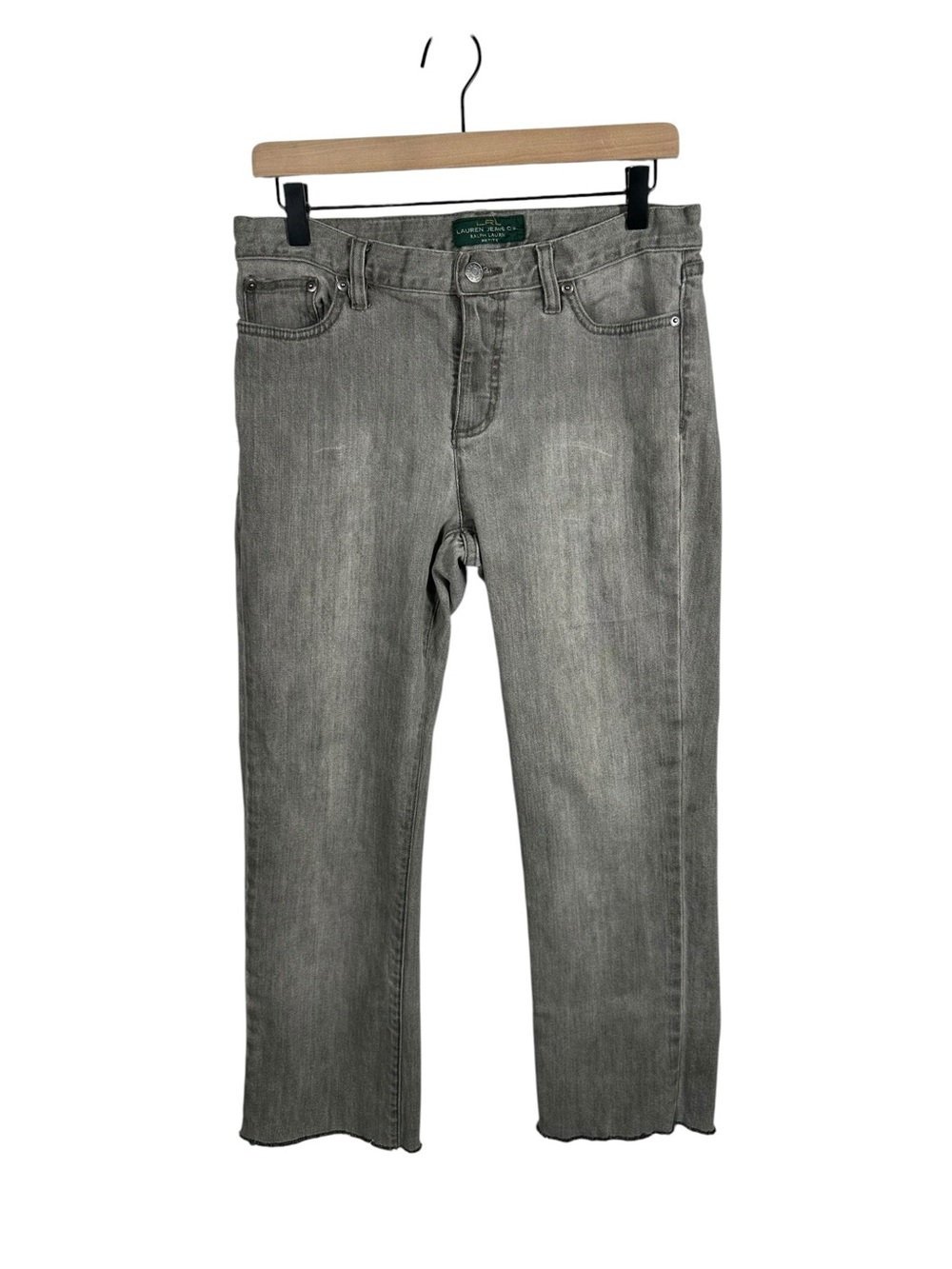 Lauren Jeans Co Ralph Lauren Gray Cropped Straight Leg Stretch Jeans Women’s 8 P - Picture 2 of 11